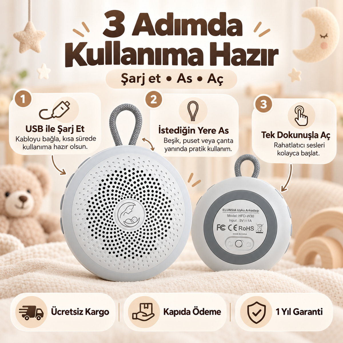 Elunsia Uyku Arkadaşı™ | Taşınabilir Rahatlatıcı Ses Cihazı
