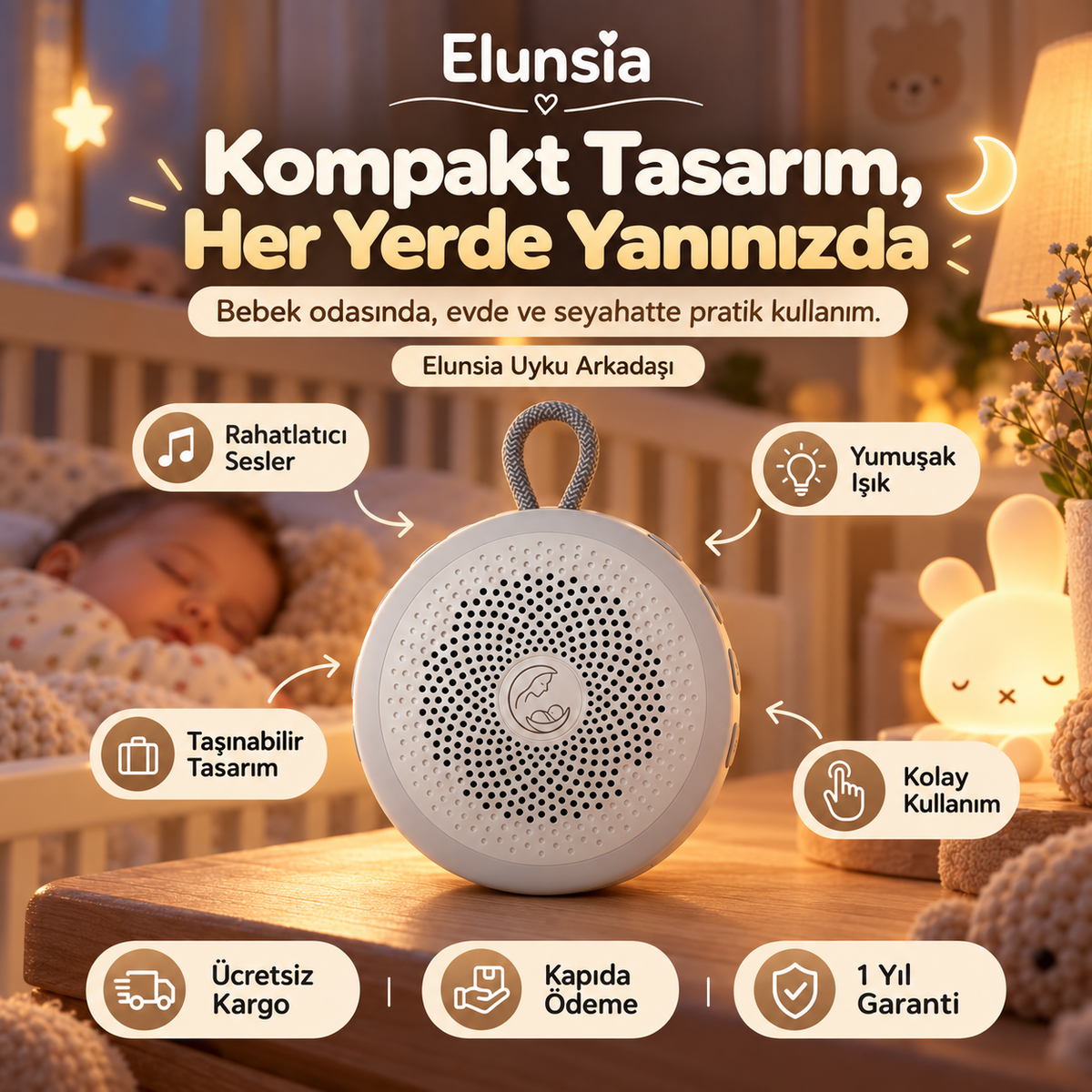 Elunsia Uyku Arkadaşı™ | Taşınabilir Rahatlatıcı Ses Cihazı