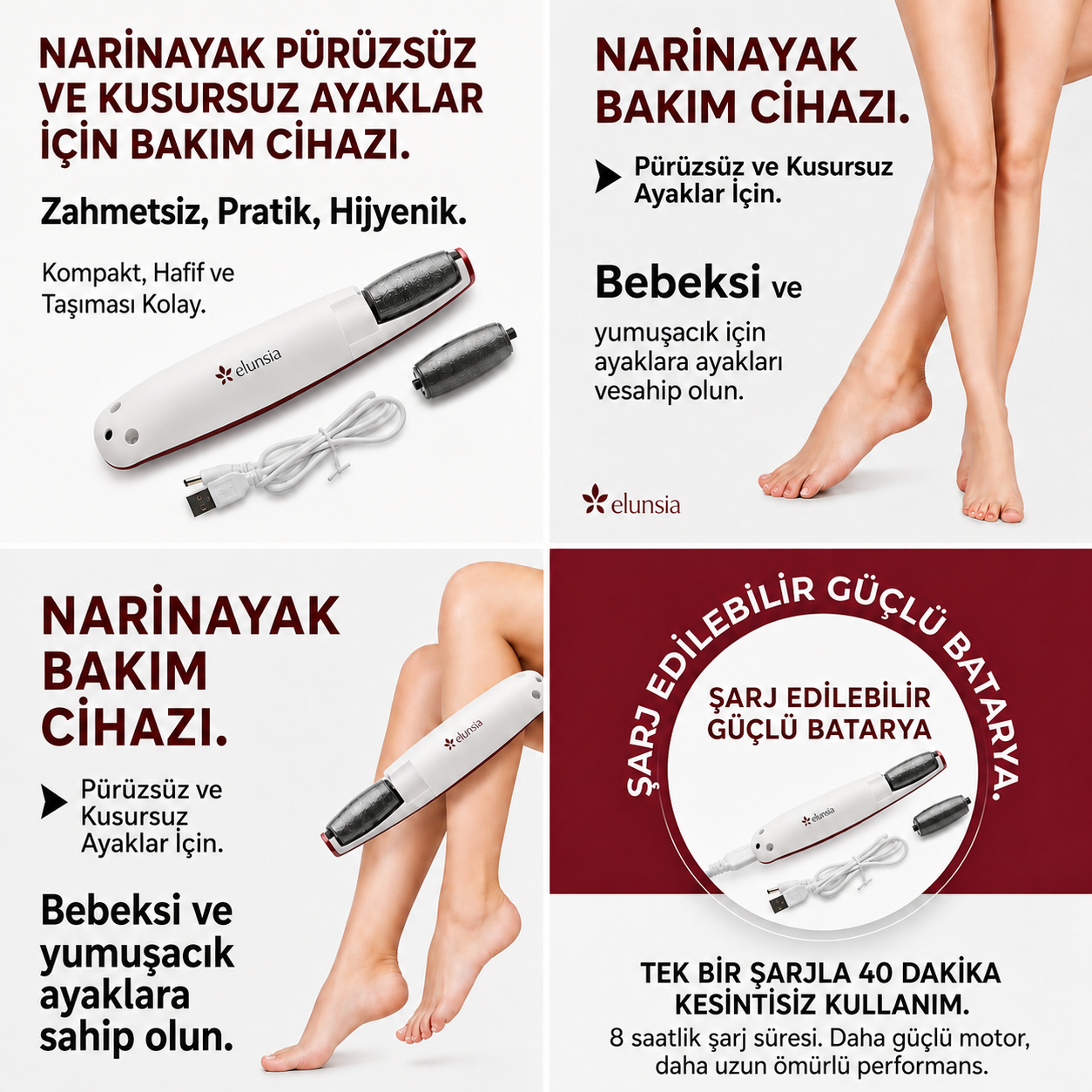 Elunsia™ Profesyonel Şarjlı Ayak Törpüsü