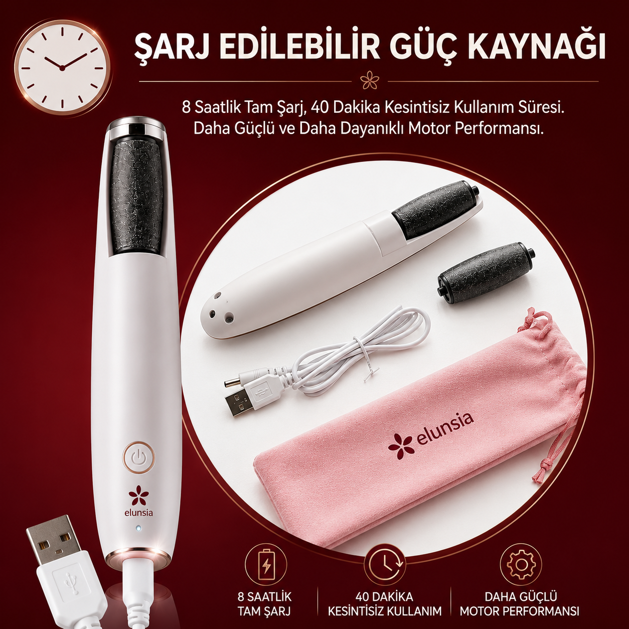 Elunsia™ Profesyonel Şarjlı Ayak Törpüsü